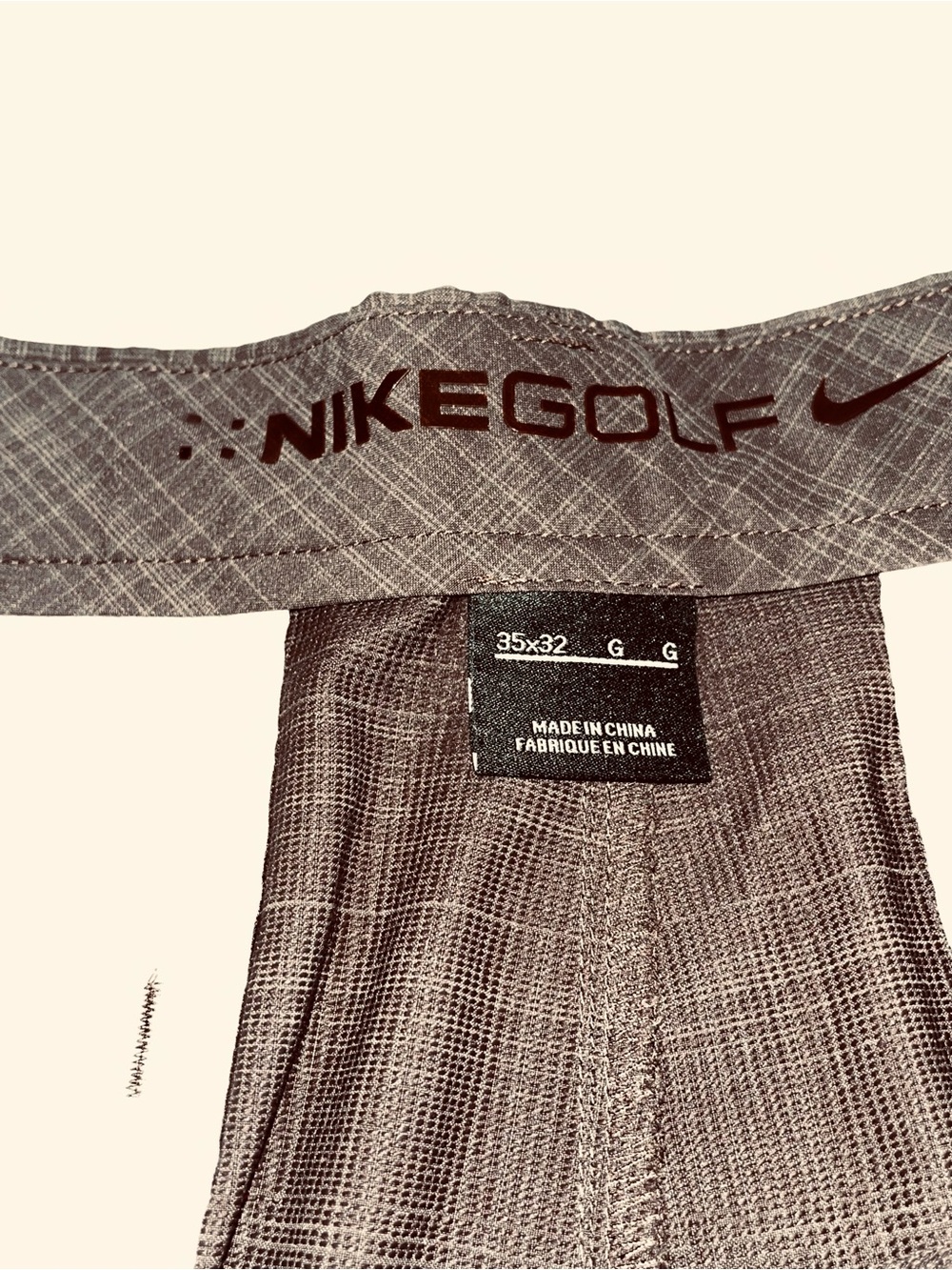 Nike Golf Plaid Flat Front Golf Pants Men's Brown 35X32